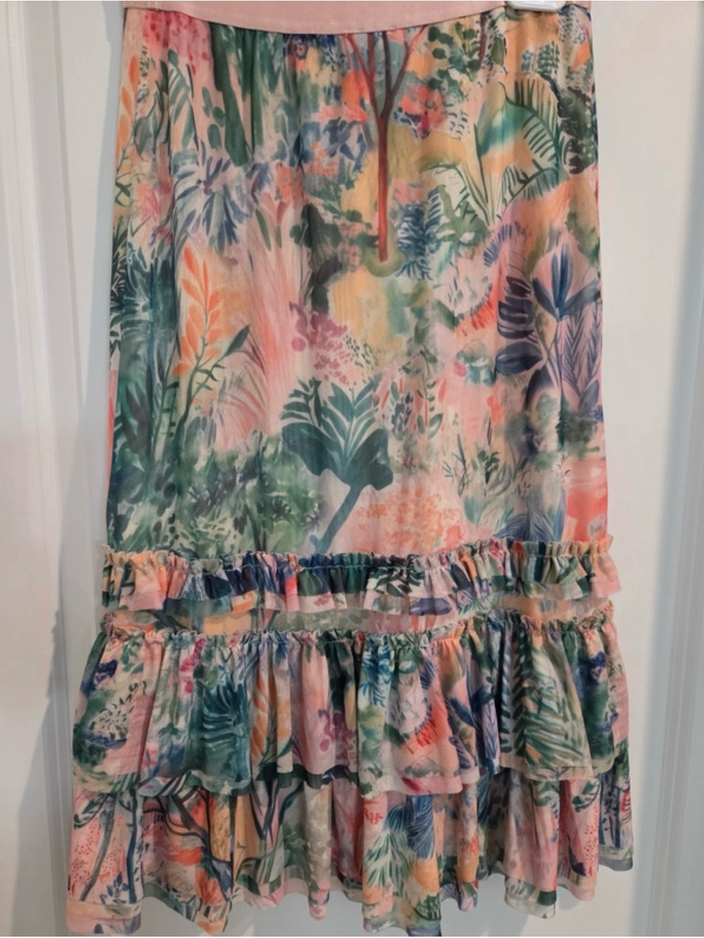 Maeve Anthropologie Floral Tiered Ruffle Midi Skirt - Multi-Color - Picture 2 of 5